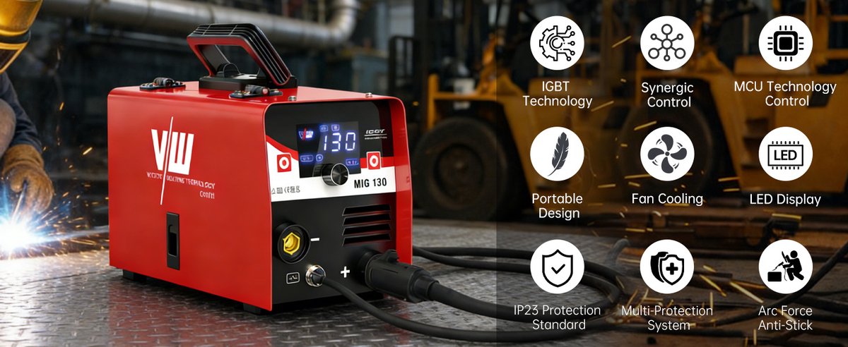 Vector Welding MIG Lasapparaat Set - 130A - Inclusief Lasdraad & Bikhamer met Staalborstel – foto 6