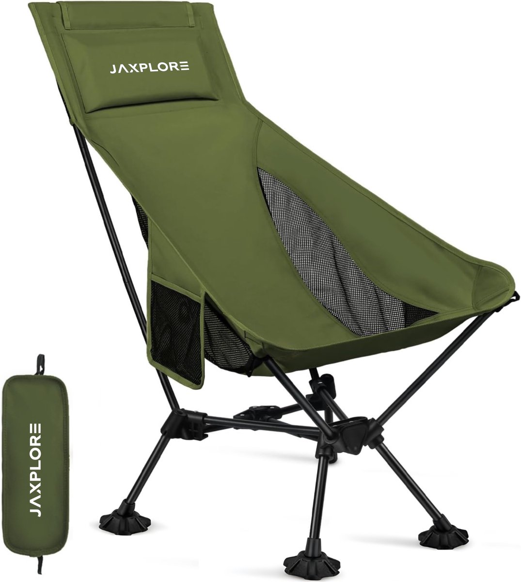 Jaxplore Campingstoel Opvouwbaar - Vouwstoel voor Strand en Camping - Aluminium - Visstoel - Kampeerstoel - 170kg Draagvermogen - Groen