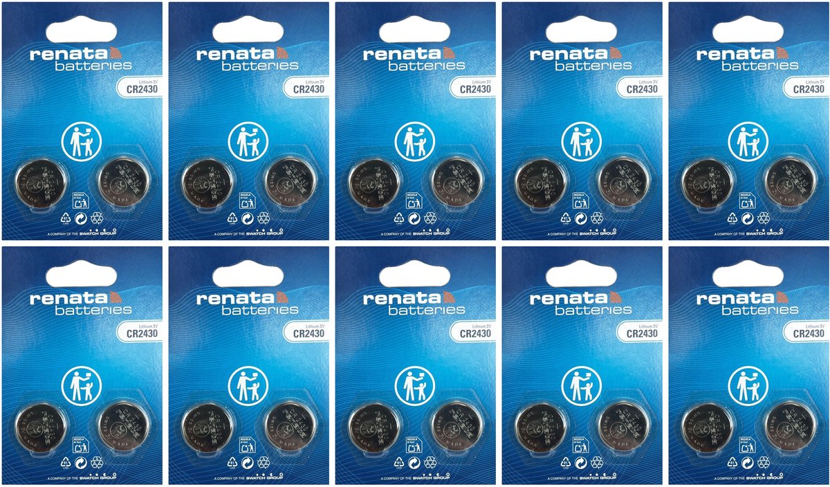 Renata - Knoopcel batterijen - CR2430 - Lithium - 3V - 2 stuks