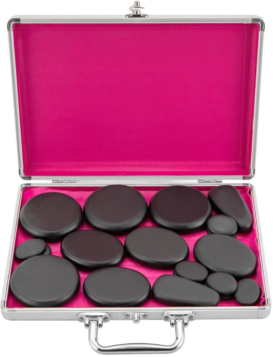 Lifero Massage Stenen - Hot Stone Set - Ontspanning Hotstone - 18 Stenen - Massageset met Electrische Verwarming - Hete Stenen -