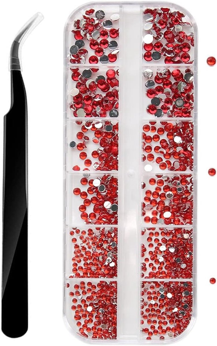 Flat Back Crystal Rhinestones voor Nail Art en Gezichtsdecoratie, 1500 Stuks in 3 Maten met Pincet voor Creatieve Knutselprojecten