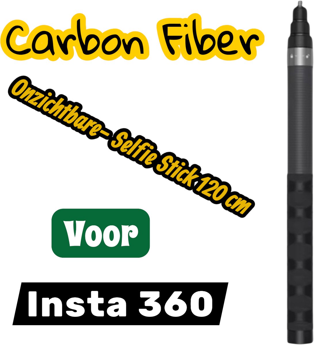 Onzichtbare Selfie Stick voor Insta360 - Carbon Fiber selfie stick for Insta360 - Selfistick 4 Insta360 One X5 X4 X3 X2 X R GO Ace - Compact Selfie Stick 4 Insta360 One X5 - Carbon Fiber - Insta360 - Accessoires