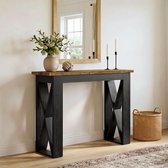 Tribesigns Consoletafe - smalle Sidetable met opbergruimte - Zwart - 105 x 30 x 85 cm - Console Tafel met metalen poten voor Hal, Woonkamer, Entree