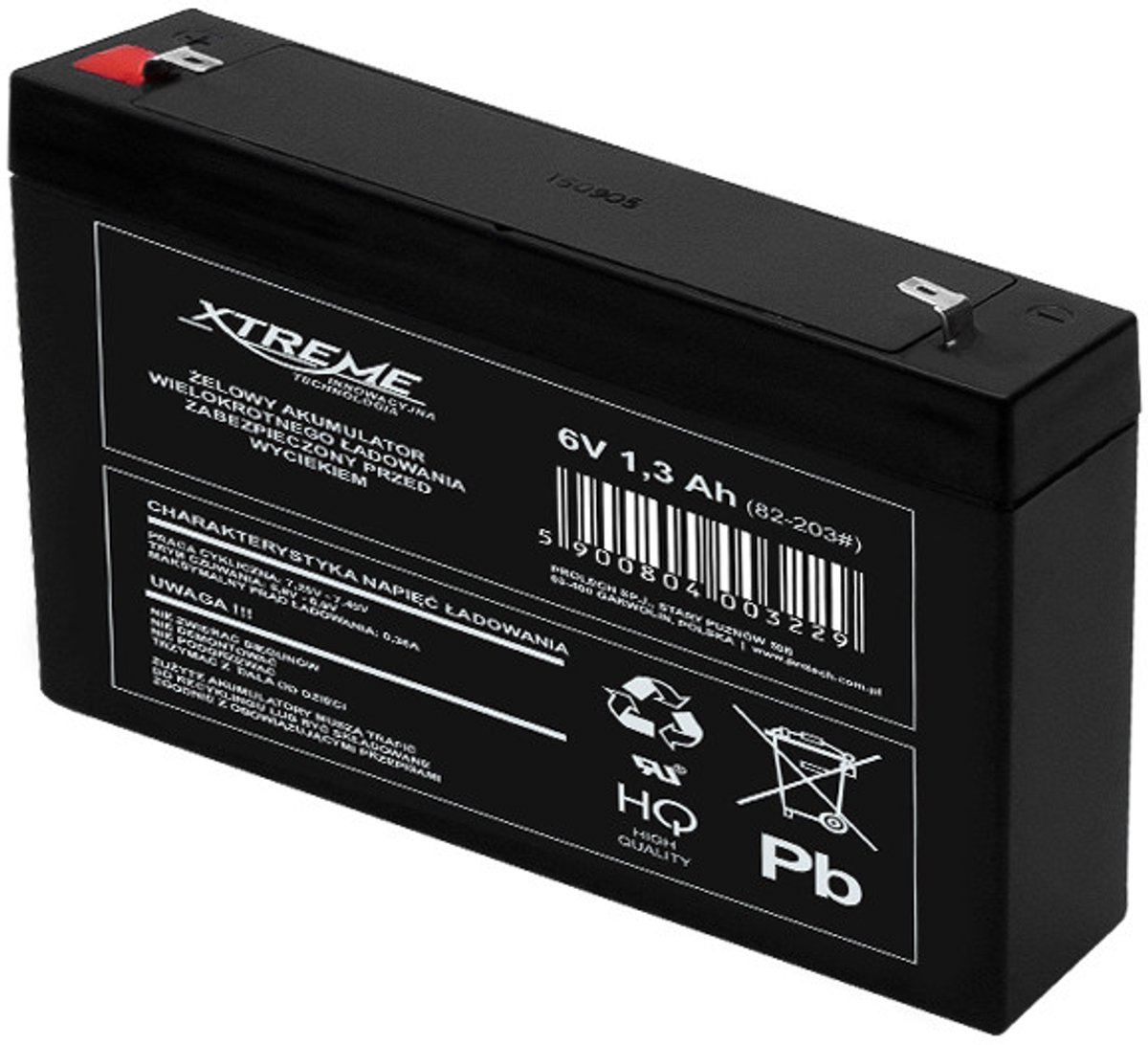 Gel batterij - gel accu - 6V 1,3Ah Xtreme onderhoudsvrije AGM 82-203#