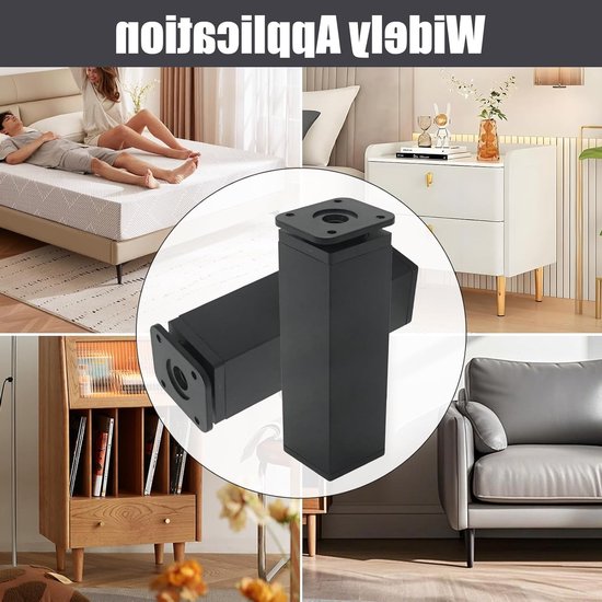 Verstelbare meubelpoten 100 mm - 4 stuks stabiele meubelsteun voor kasten, banken en bedden, ideaal voor meubels met hoogteaanpassing — afbeelding 3