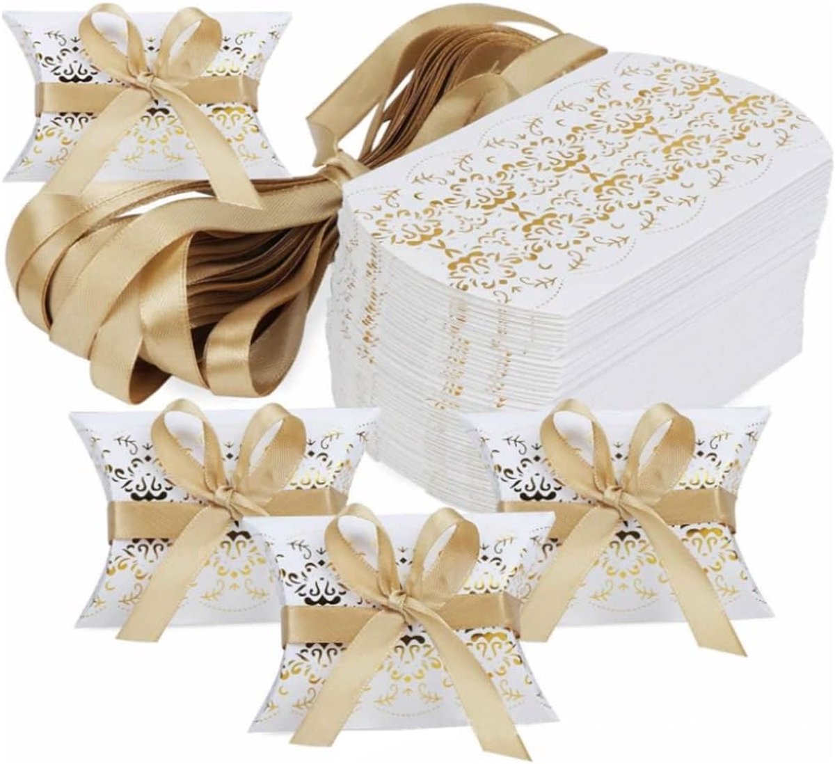 50 Stuks Kraft Papieren Cadeauboxen voor Trouwen en Feestjes, Duurzame Verpakkingen voor Geschenken