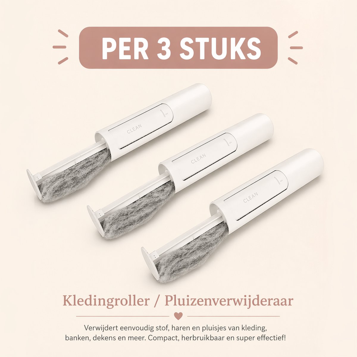 Herbruikbare pluizenverwijderaar - Pluizenroller - Kledingroller – Kledingborstel - pluizenborstel - Pluizenverwijderaar & Huisdierhaar Verwijderaar – Wit - Geschikt voor Kleding, Vloerkleed - Bank - Bed