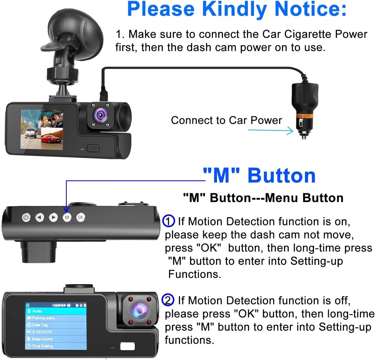 Dashcam - Dashcam voor auto - 1080P Dubbele Dashcam - 170° Groothoek Voertuigcamera - WDR, G-sensor - Loopopname, Nachtzicht – foto 3