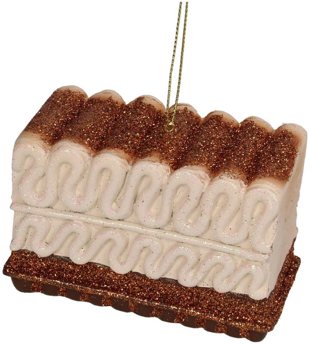 HD Collection Kerst Ornament IJsje Dessert – Polyresin Decoratie Bruin 10 cm – Realistisch IJs Dessert Ornament – Trendy Barista Café Kerstdecoratie