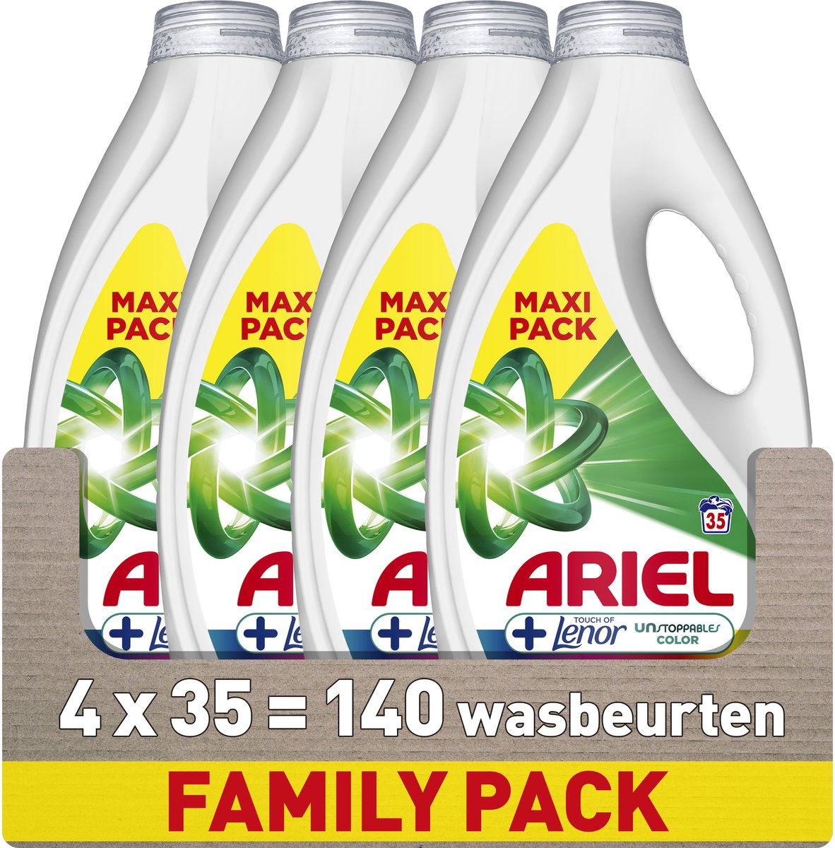 Ariel Wasmiddel +Touch of Lenor Unstoppables Kleur - 4 x 35 Wasbeurten