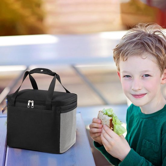Koeltassen - Geïsoleerde Koeltas - 25x18x15 cm - Koeltassen - Lunchtas - 3 Laags - Picknicktas - Handvat Riem - Lekvrij en Waterdicht - voor Kantoor, Camping, Picknick, Reizen - Thermotas voor Levensmiddelentransport - Zwart — afbeelding 2
