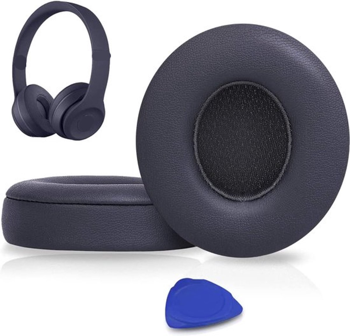 Vervangende oorkussens Geschikt voor Beats Solo 2 en Solo 3 draadloze on-ear hoofdtelefoons, Solo2 Solo3 oorkussens in zacht proteïneleer met extra dikte - Titaniumgrijs