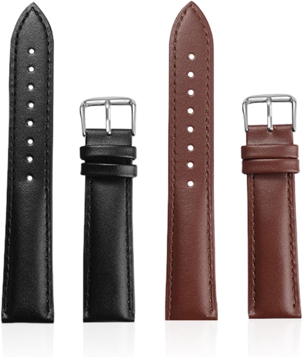 Set van 2 Eenvoudige Leren Riemen, Retro Stijl Accessoires voor Dames, Vervangingsriemen voor Horloges, Duurzaam en Handwasbaar