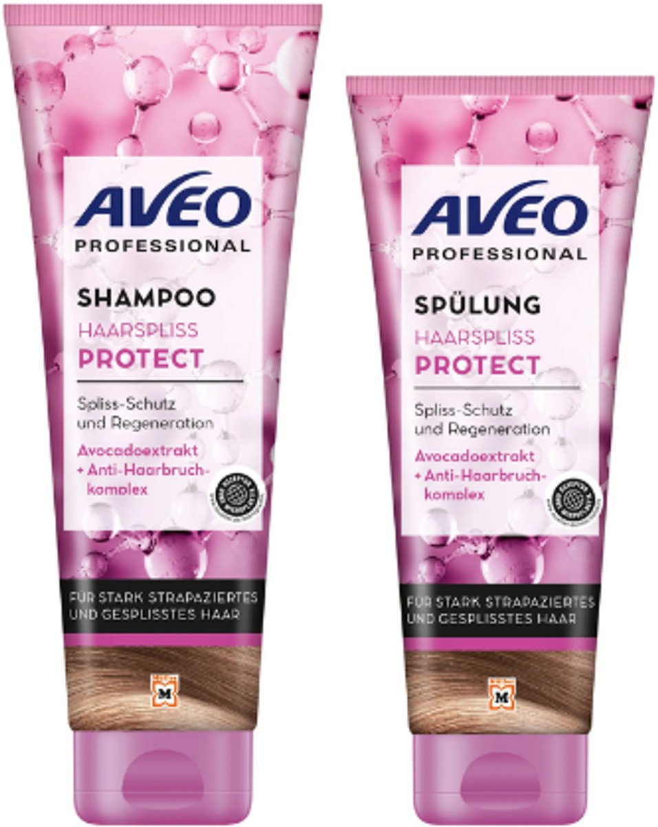 Aveo Professional Haarspliss Protect Haarverzorging Set - Shampoo & Conditioner | 250 ml + 200 ml - Avocado-extract | Anti-Splijten & Herstel