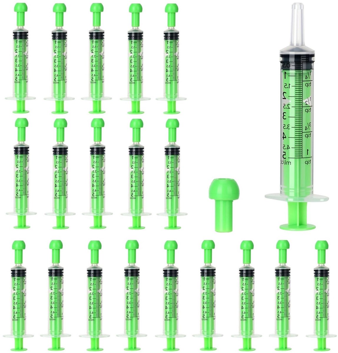 5 ml Spuitjes - 20 Stuks Plastic Spuiters voor Voedsel, Industrie en Wetenschap - Voor Vloeistofmeting en Individuele Verpakking zonder Naalden
