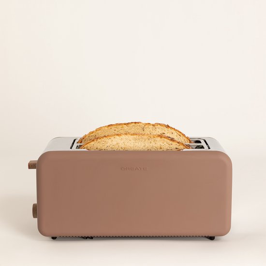 CREATE - Sleuven Broodrooster - Voor Brede Plakken - 6 Roosterniveaus - 1500W - Mokka - TOAST RETRO XL