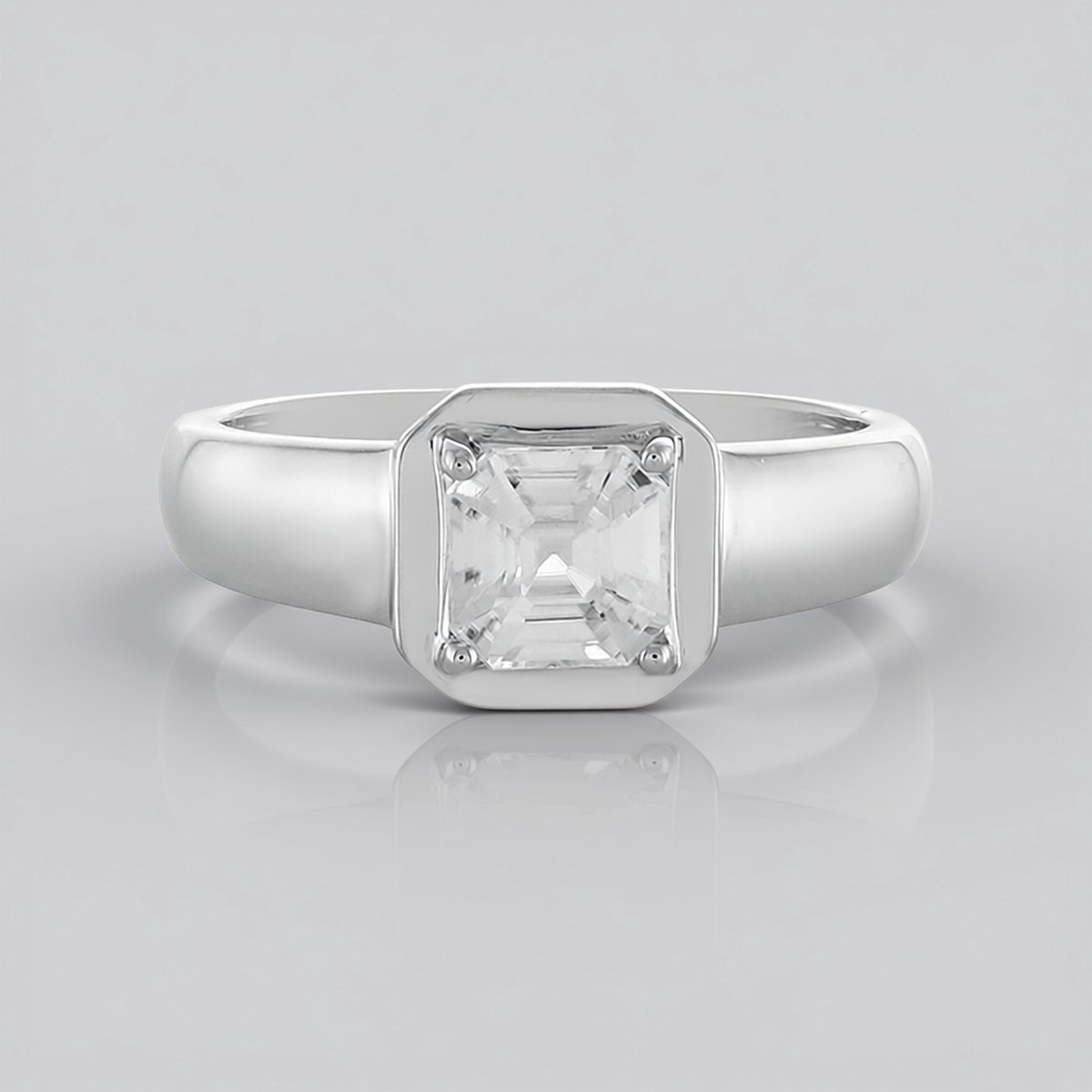 Cavill - Ring 925 Sterling Zilver - Geplatineerd - 1,709 ct Cambodjaanse Zirkoon - Achthoek Asscher - Elegante Moderne Prong Zetting