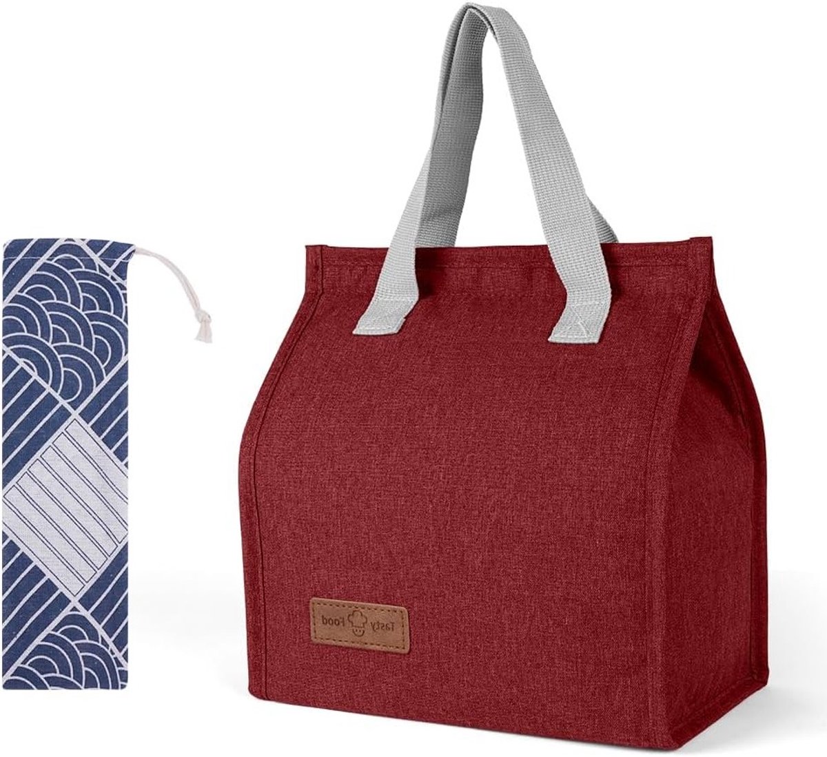Draagbare en Isolerende Lunchbox voor Werk, School en Reizen - Thermische Koeltas in Wijnrood, Lekvrij en Handwasbaar