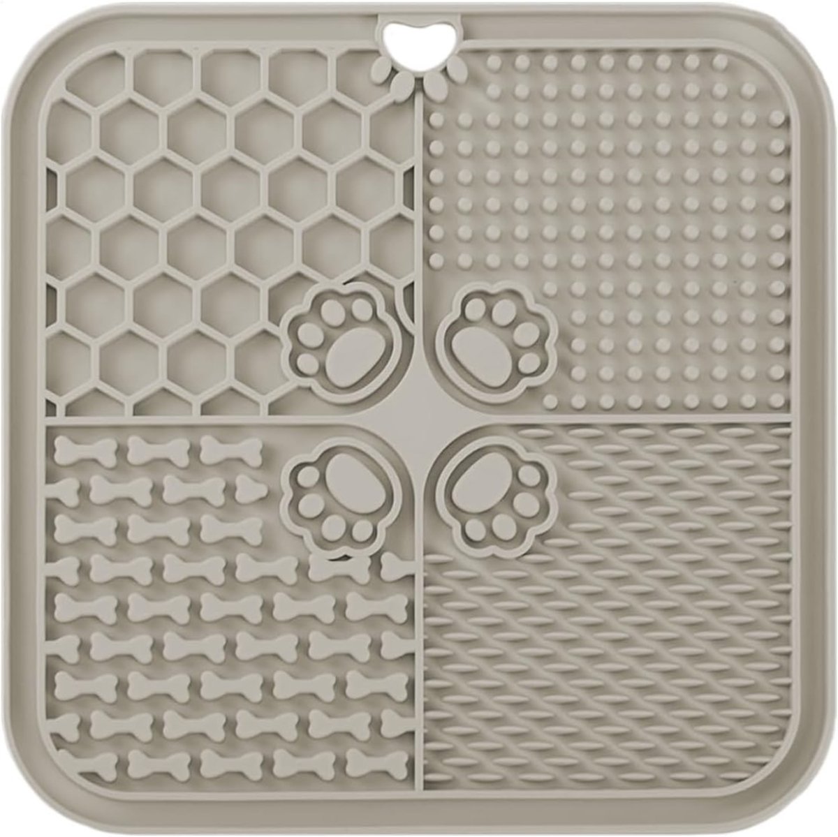 RUX® Likmat Hond - Slowfeeder Hond Met Verschillende Texturen - Voerbak voor Training - Set van 2 met Accessiores - Beige - 20cm x 20cm x 2cm