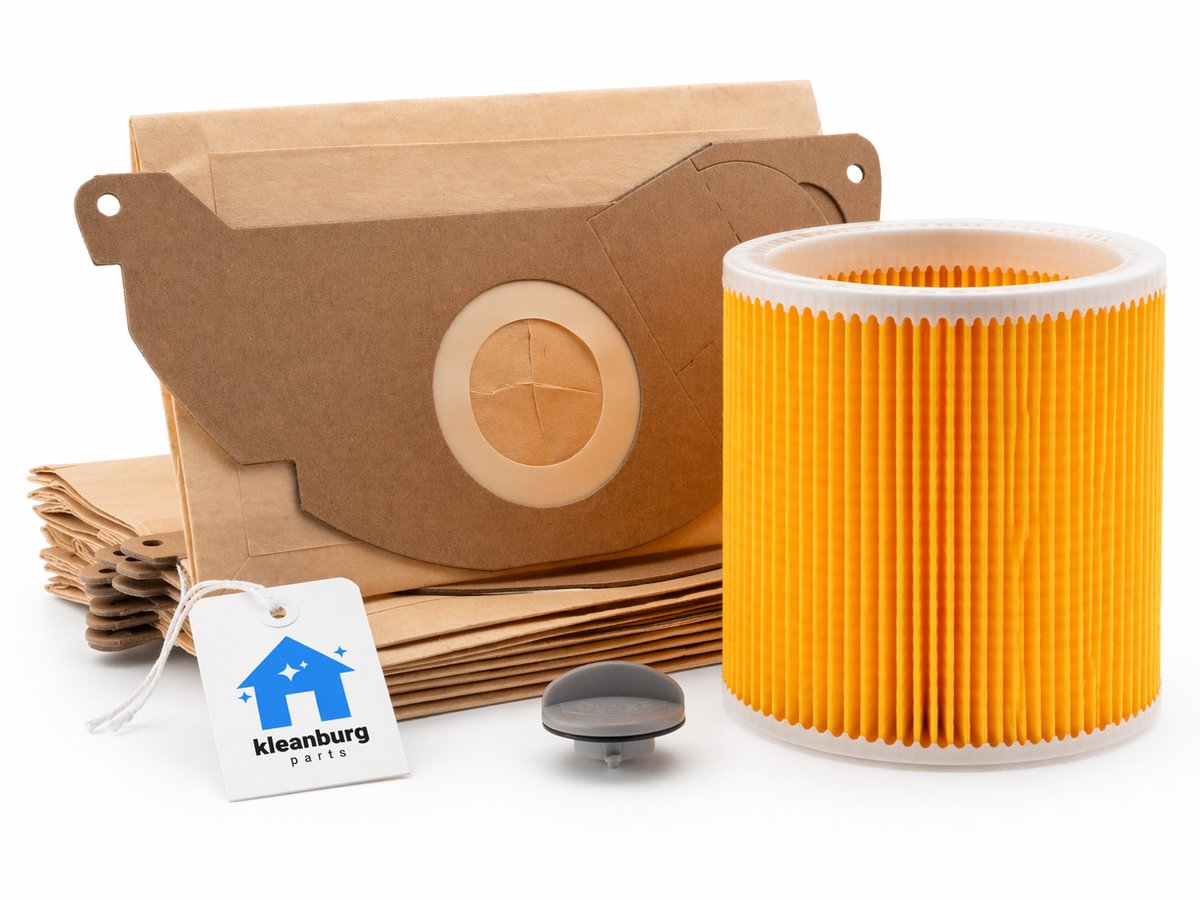 Kleanburg® - Karcher - 10 Stofzuigerzakken - 1 Filter - WD2-serie - MV2-serie
