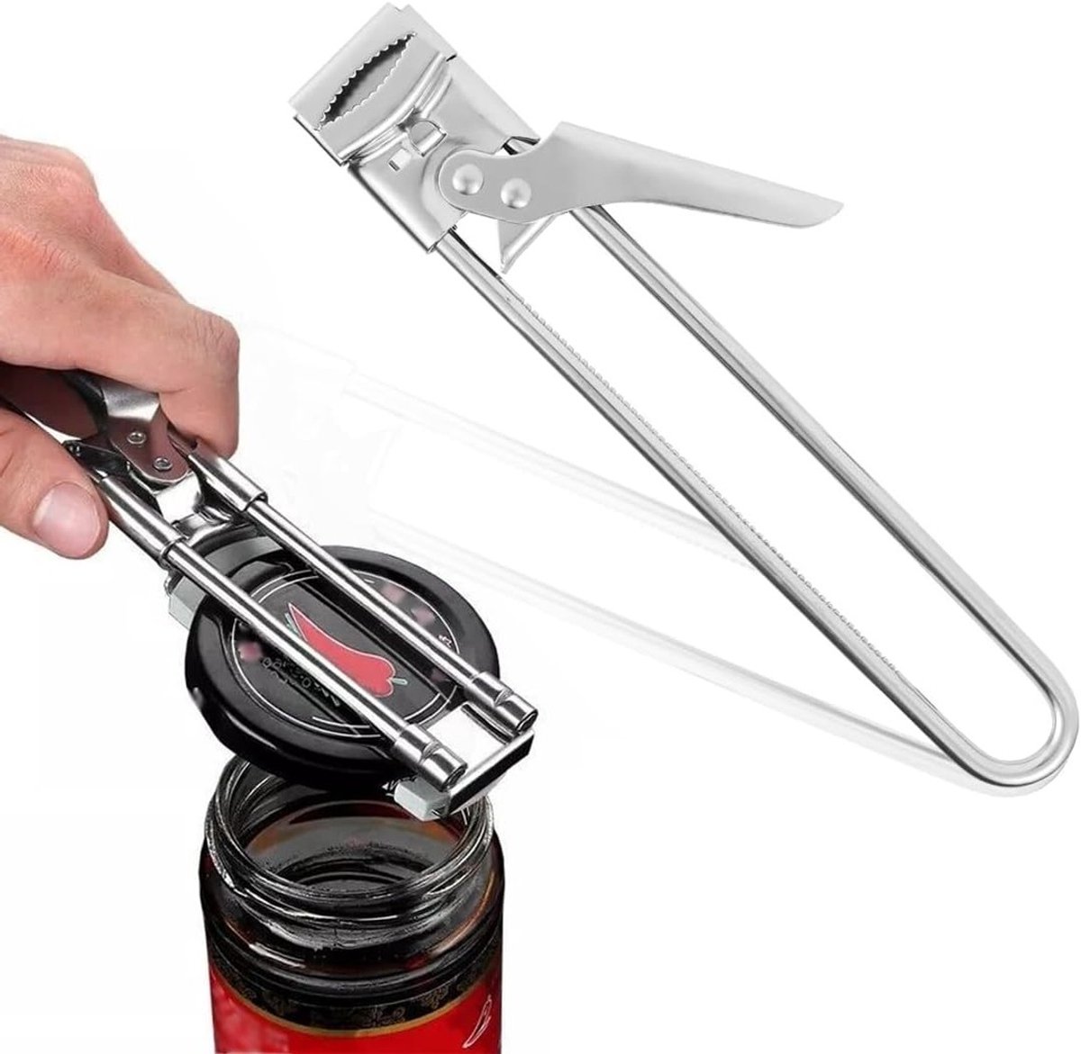 Blikopener - Keukenhulp - Glazen Openen - Verstelbare Grip - 0-16.2 cm - Zilver