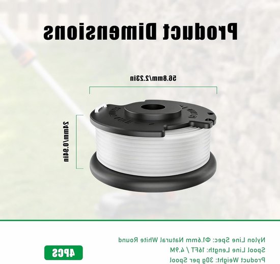 Set van 4 vervangende spoelen voor draadtrimmer, geschikt voor accu grasmaaier, draadspoelen voor tuinonderhoud en graskanten trimmen — afbeelding 5