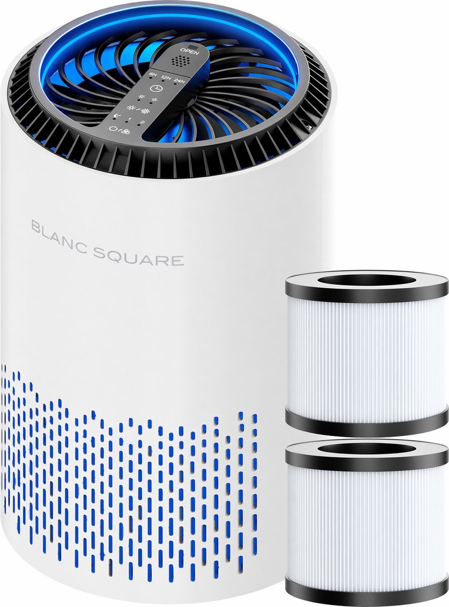 Bol.com Blanc Square Air Purifier Pro - Luchtreiniger met 2 vervangbare HEPA13 filters + koolstoffilter - Werkt tegen huisstofmi... aanbieding