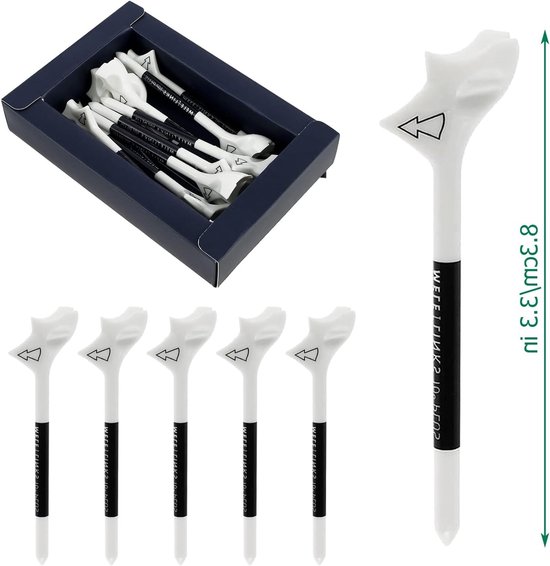 Set van 10 Herbruikbare Golf Tees van Plastic, Slijtvast en Duurzaam, Verminder Frictie en Zijdelingse Rotatie voor een Betere Golfervaring — afbeelding 2