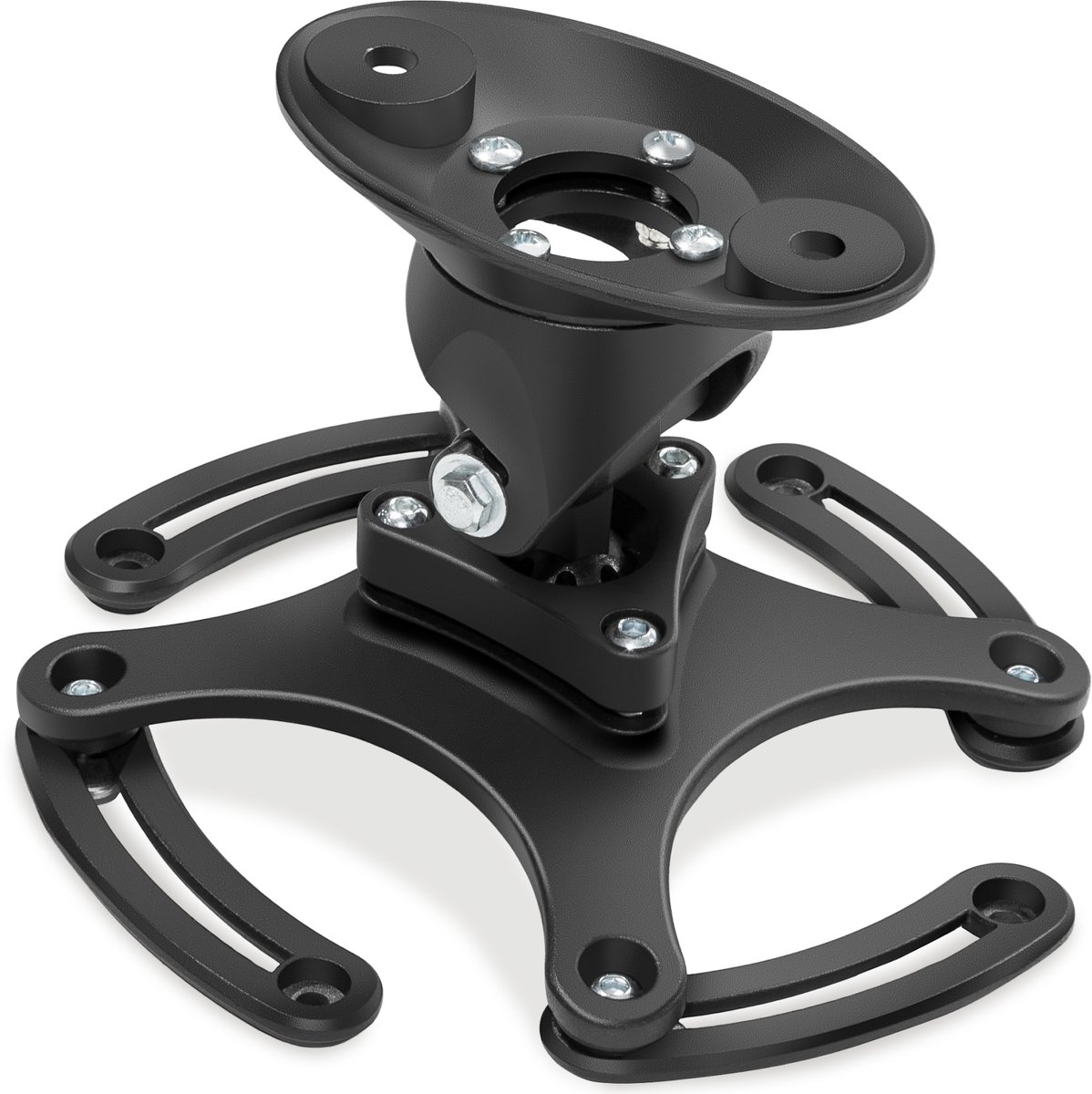 tectake® Universele Beamer Plafondbeugel - Statief - Standaard - 360° Draaibaar en 25° Kantelbaar - Plafond-afstand 13,4 cm - Tot 30 kg - Zwart