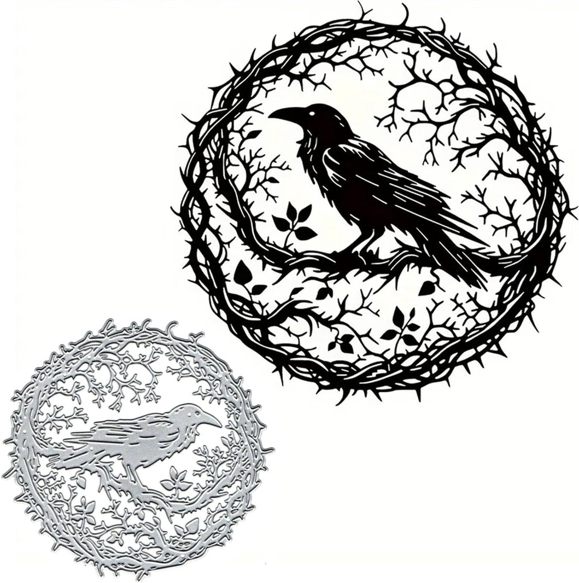 Kerstgroet Kaart met Vogel en Takken - Stansen voor Zonnebloem, Bladeren en DIY Scrapbooking Decoratie