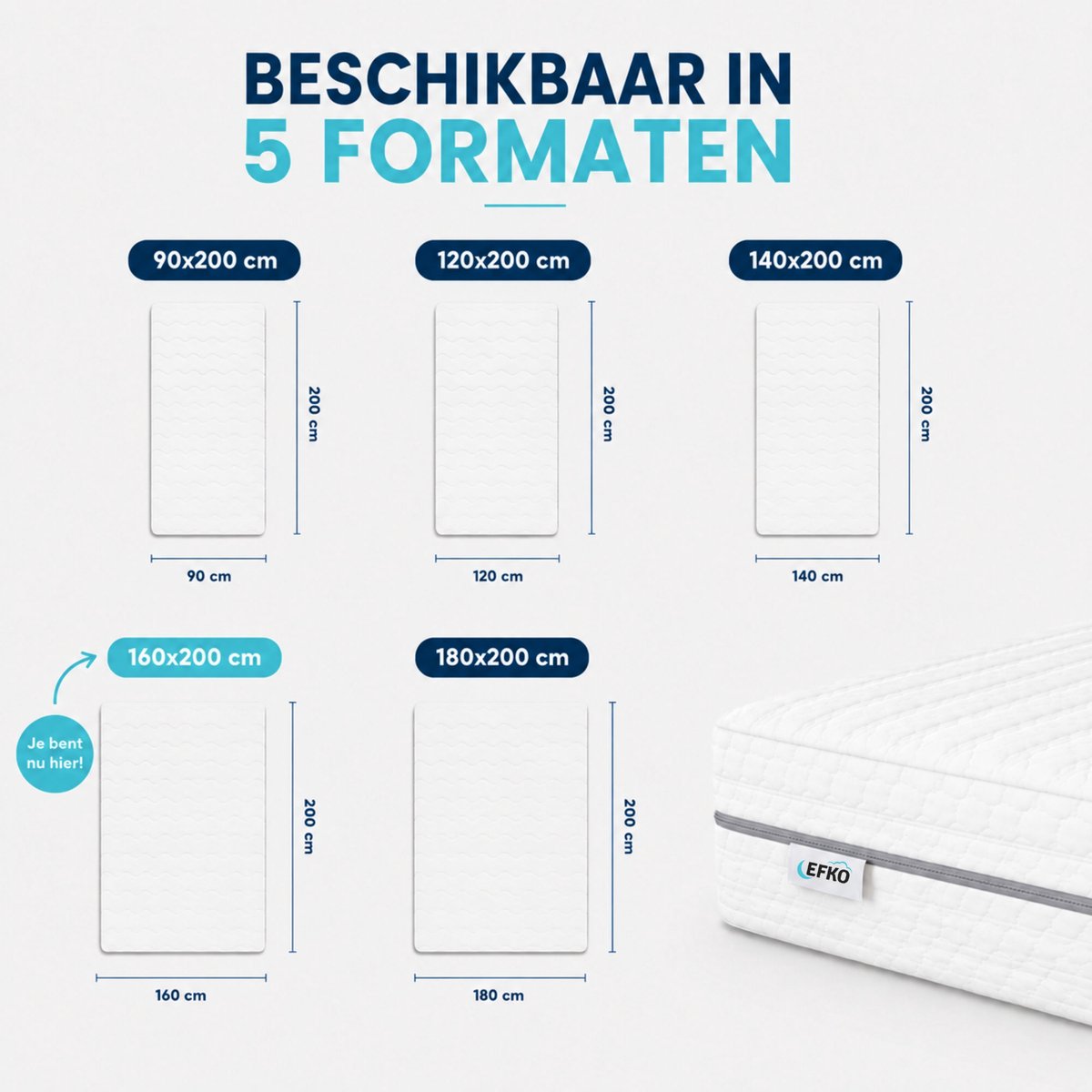 Traagschuim Pocketvering Matras 160x200 cm 24cm hoog - Luxe Matrashoes met rits - Wasbaar matrassen – foto 3