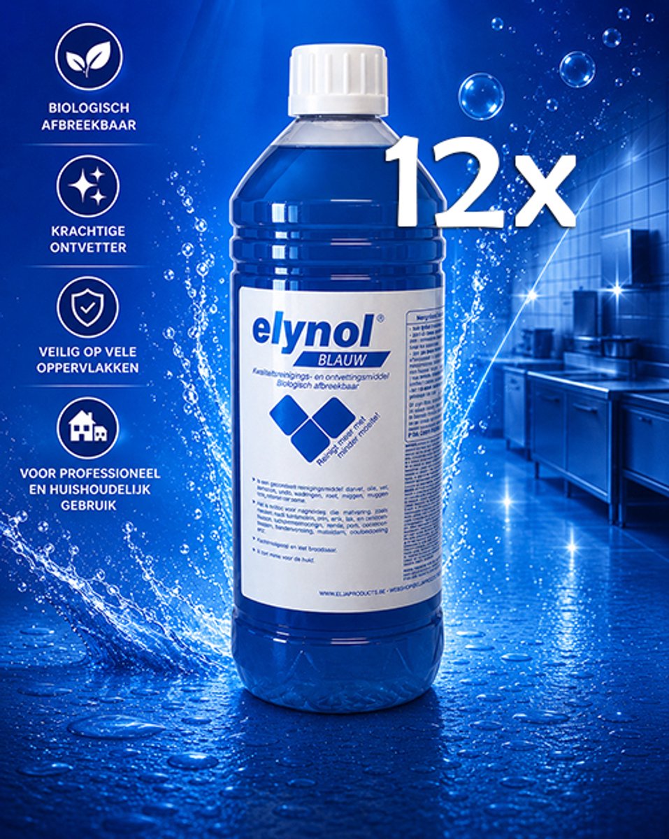 Elynol Blauw Superreiniger | voordeelverpakking 12x1L | SuperOntvetter