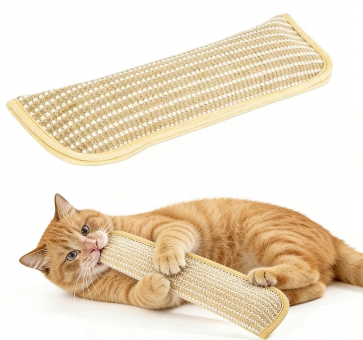 Natuurlijk Kattenkruid Speelgoed Kussen -Linnen Krabspeelgoed en Kauwkussen Vol met Catnip voor Kittens en Volwassen Katten - 34x9,5 cm