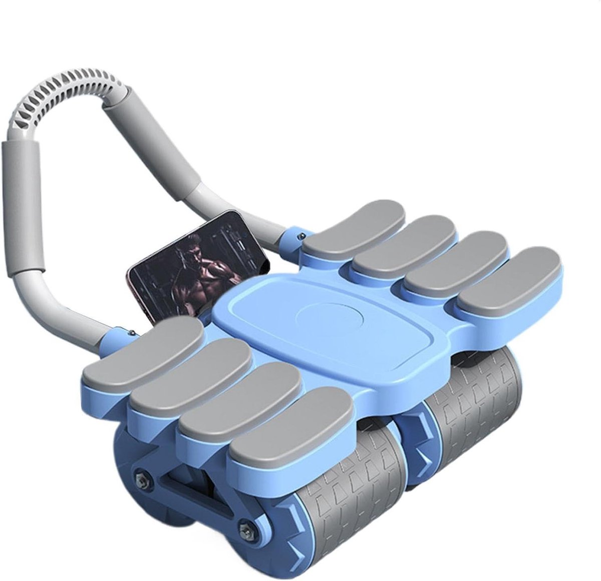 Buikspierwiel Set - Buiktrainer Rol - Core Training - Automatische Rebound Functie - 42 cm Lengte - Blauw