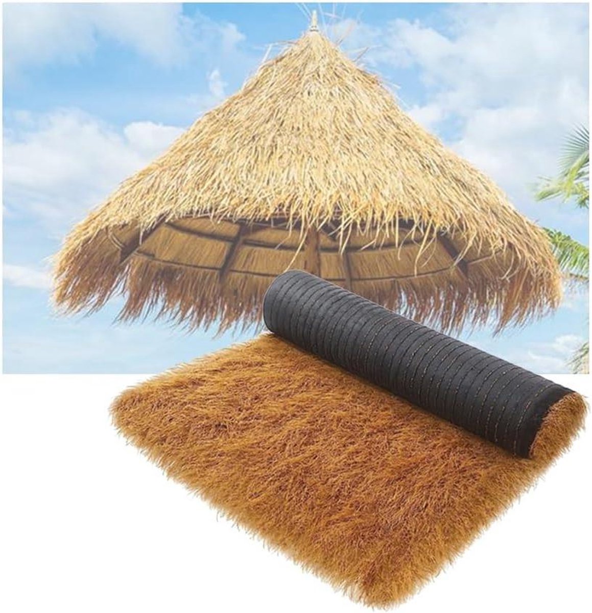 Rieten Dakrol - Synthetisch Gras - Dak Decoratie - Niet Vervagend Materiaal - 10 m Lang - Bruin
