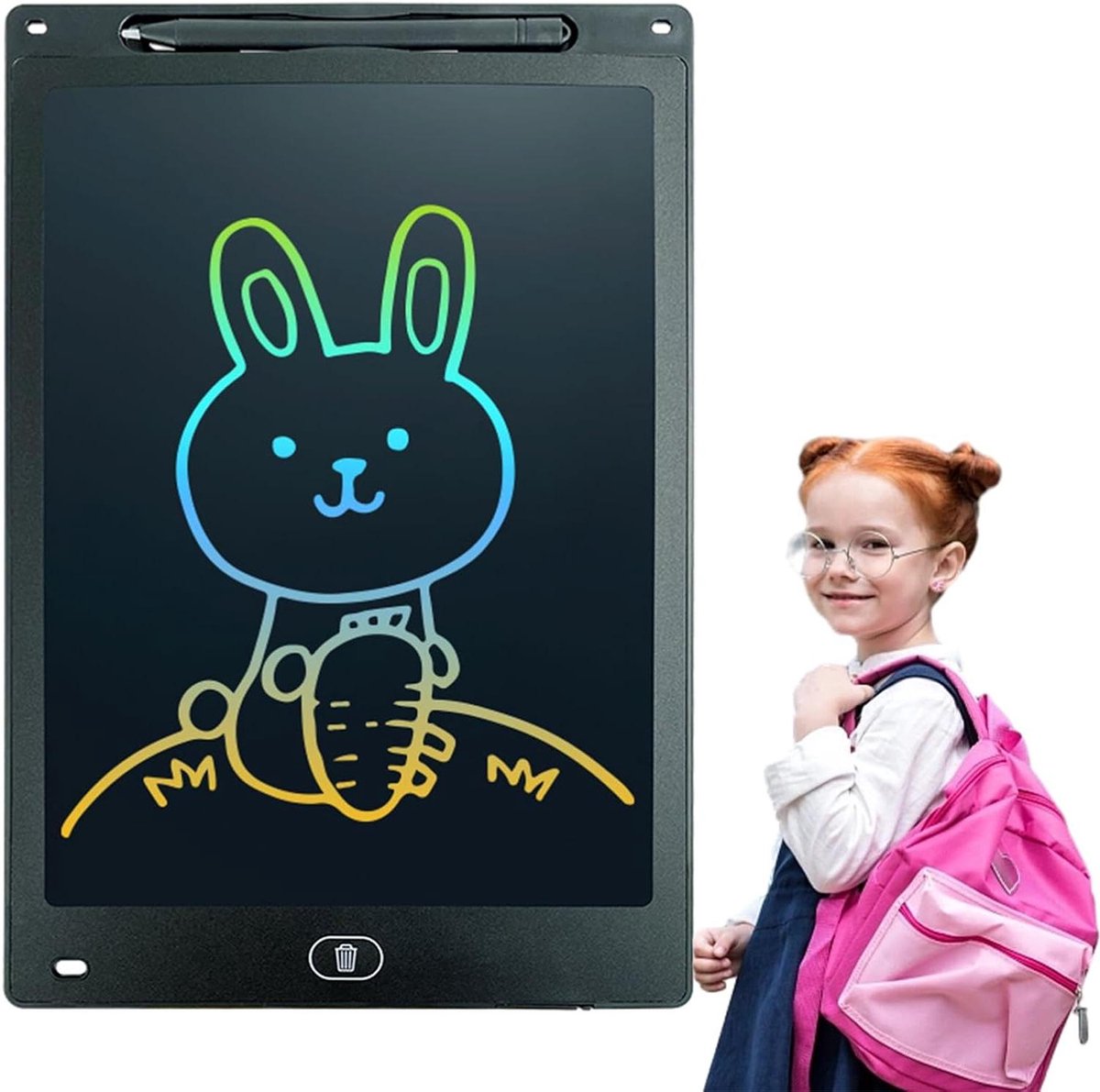 Elektronisch Tekenblok - LCD Schrijftablet - Kinderen Leren Tekenen - Oogvriendelijk Scherm - 8.5 Inch - Zwart