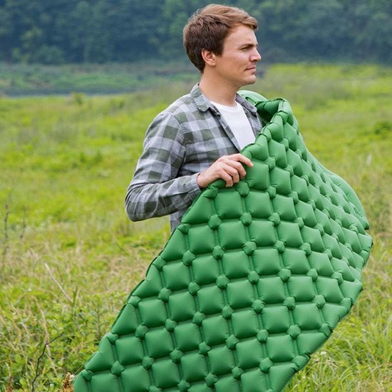 Kampeer Mat - Slaapmat Luchtbed - Buiten Slapen - Voetpomp Ingebouwd - 234x69x5 cm - Groen — afbeelding 3