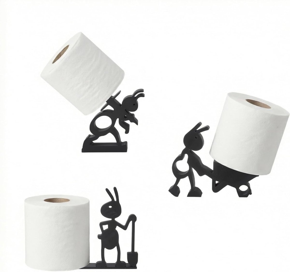 Grappige en Schattige Toiletpapierhouders - 3D Geprinte Figuren voor Badkamerdecoratie, Vrijstaand en Stabiel, Ideaal voor Gastenkamer en Caravan, Creatieve Toiletpapieropslag