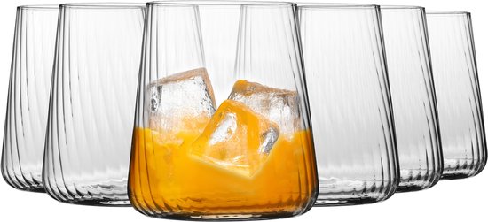 KROSNO | Verres à boire | Lot de 6 - 430 ml | Collection Avant-Garde LUMI | Verre sans plomb pour eau, jus, boissons gazeuses et cocktails | Lavable au lave-vaisselle