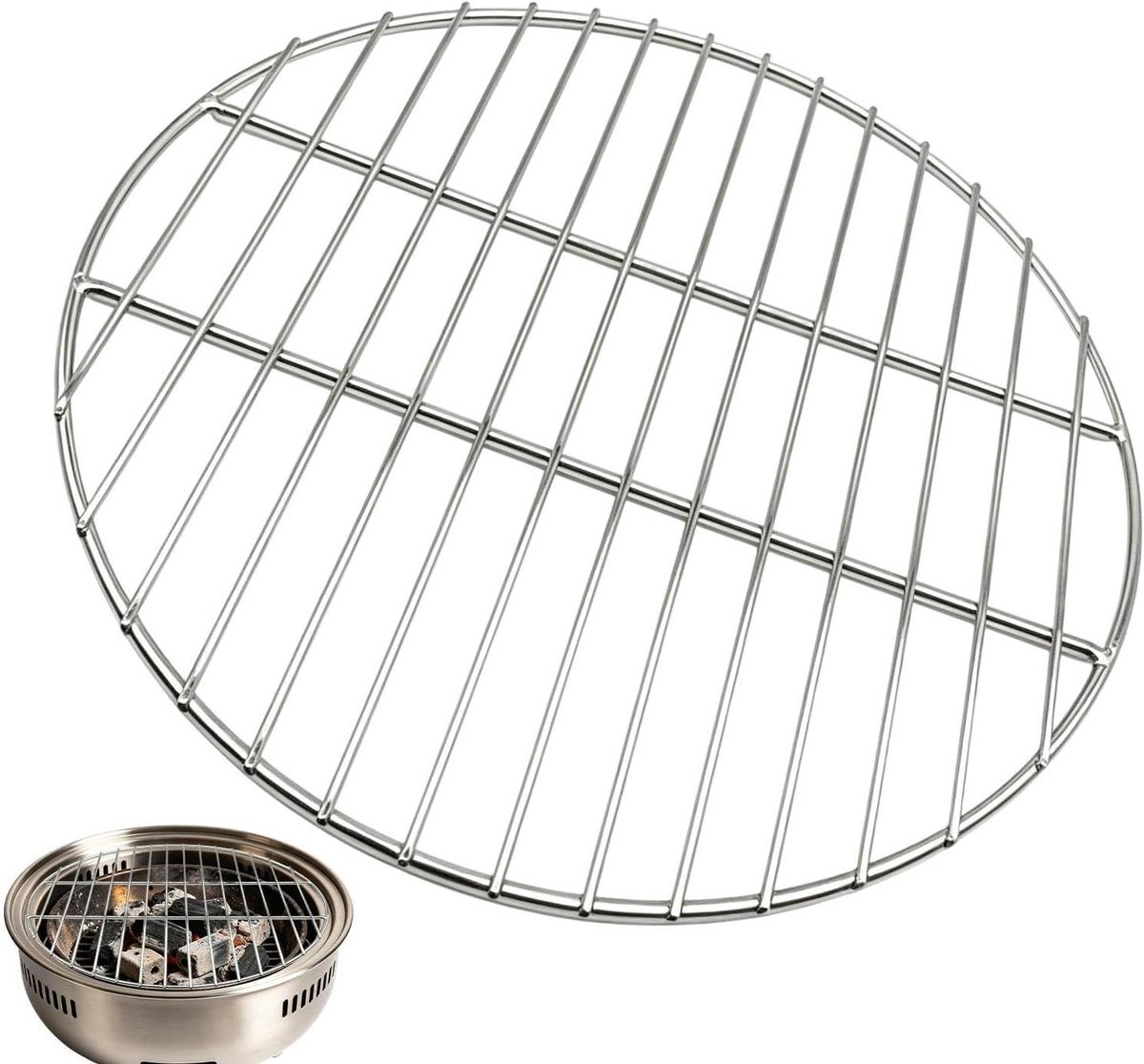 Houtskool Grillrooster - BBQ Rooster - Buiten Koken - Roestvrij Staal - 31 x 31 cm - Zilver