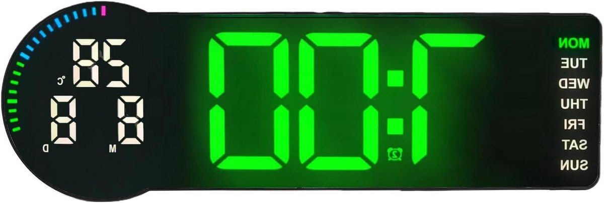 Digitale Wandklok - LED Klok - Tijd Weergeven - Automatisch Dimmen - 16cm Breed - Zwart