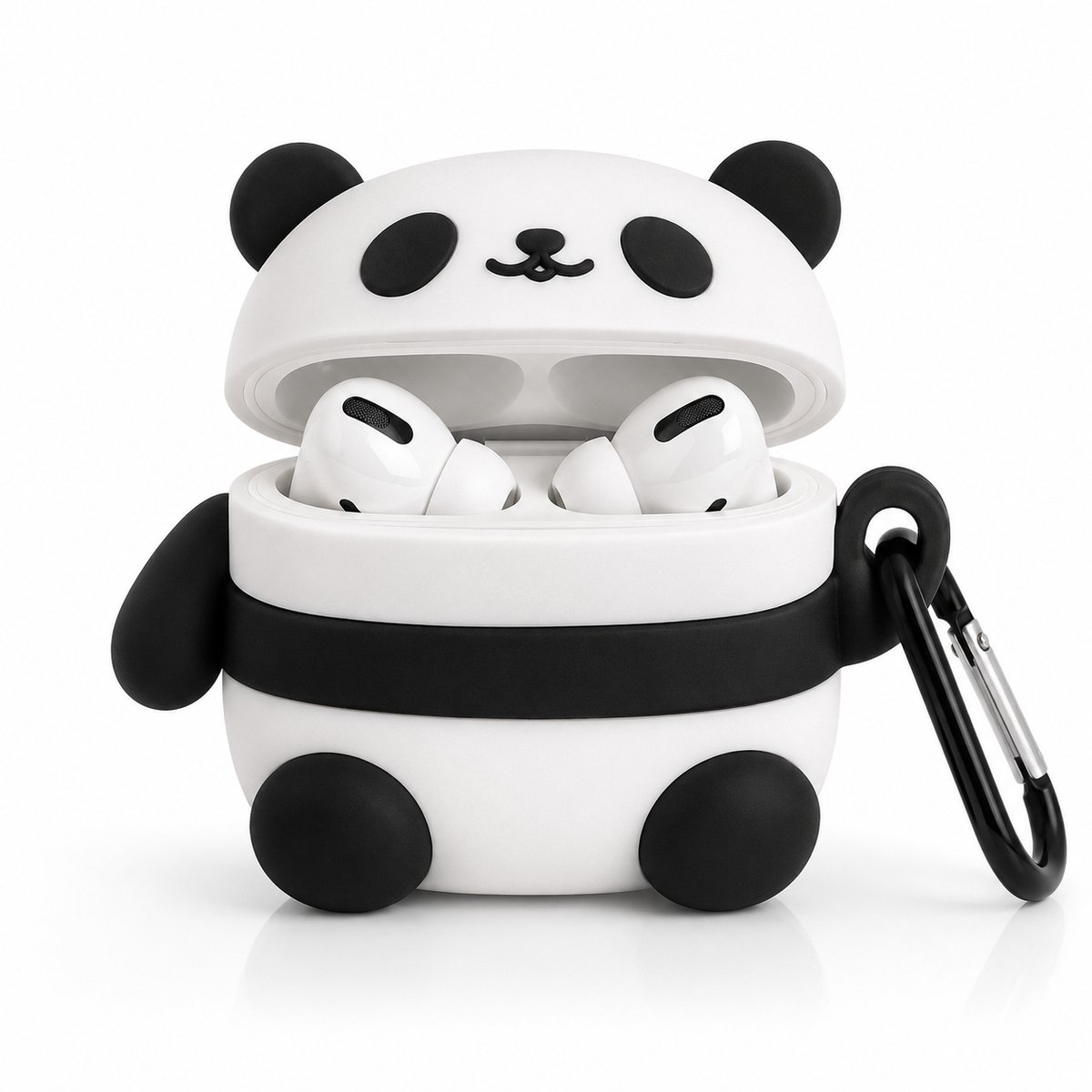 Enluxe Schattige Zwart-Witte Panda AirPods Pro 2 Case – Beschermhoes met Lief Design en Anti-val Bescherming