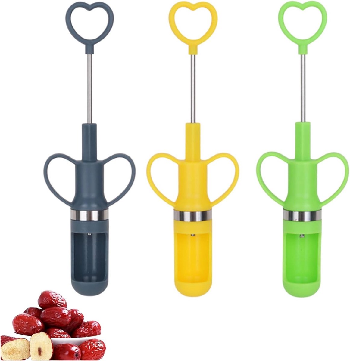 3 Stuks Fruitpitverwijderaar en Snijder, Geschikt voor Dadel, Druif en Jujube, Handig en Efficiënt in Gebruik