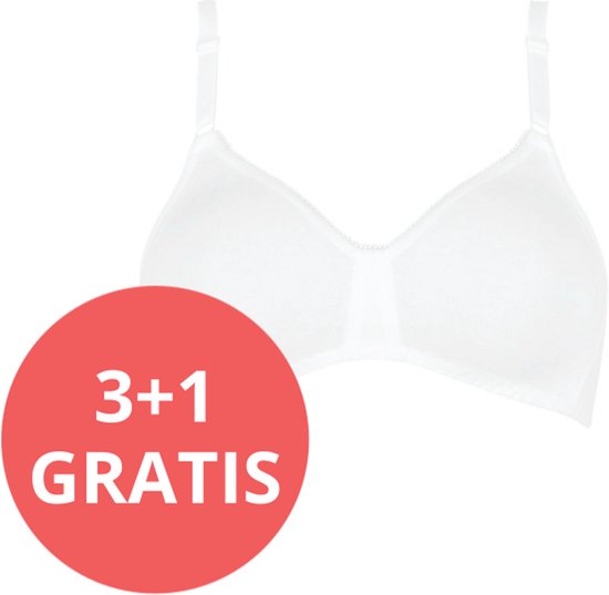 Witte beugel bh van Sloggi met 3+1 gratis indicatie.