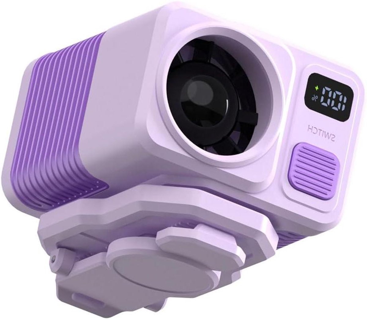 Kleine koelventilator - Draagbare ventilator - Buitenactiviteiten - Flexibele kop - 61x58x69mm - Licht paars