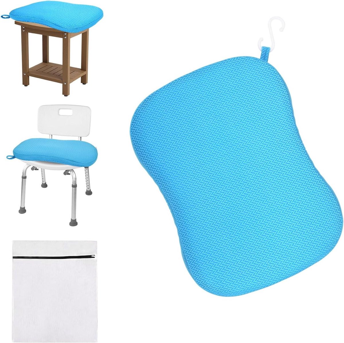 Douchezitkussen - Badkussen Schuim - Comfortabel Douchen - Sneldrogend Ademend - 38 x 30 cm - Blauw