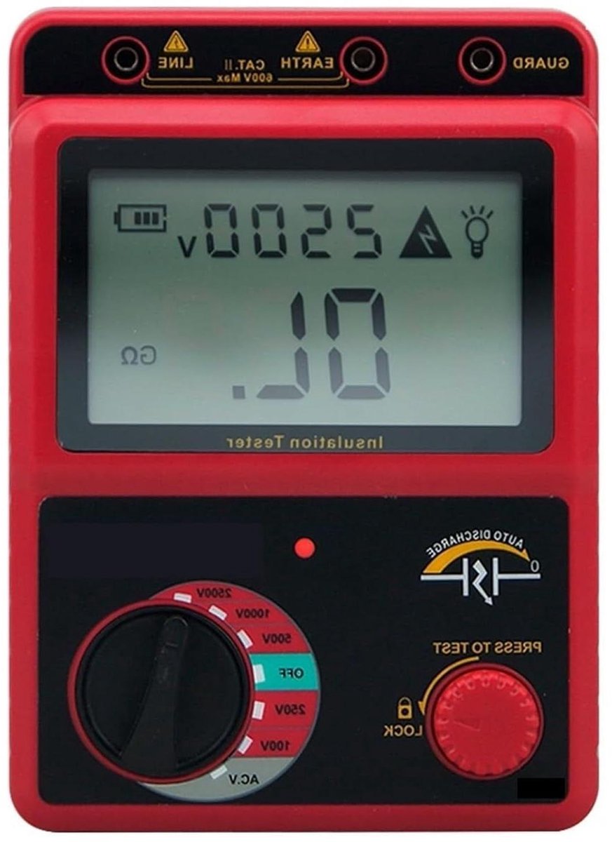 Megohmmeter Isolatietester - Weerstand Sensor - Elektrische Metingen - Automatische Ontlading - Tot 499G - Zwart