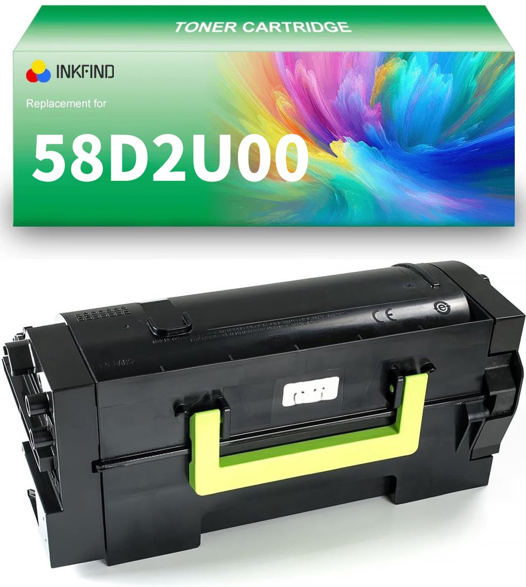 INKFIND 58D2U00 Zwart tonercartridge compatibel met Lexmark 58D2U00 Zwart geschikt voor Lexmark MS821 MS822 MS823 MS825 MS826 MX721 MX722 MX725 MX820 MX822 MX826 - 1-pack Zwart