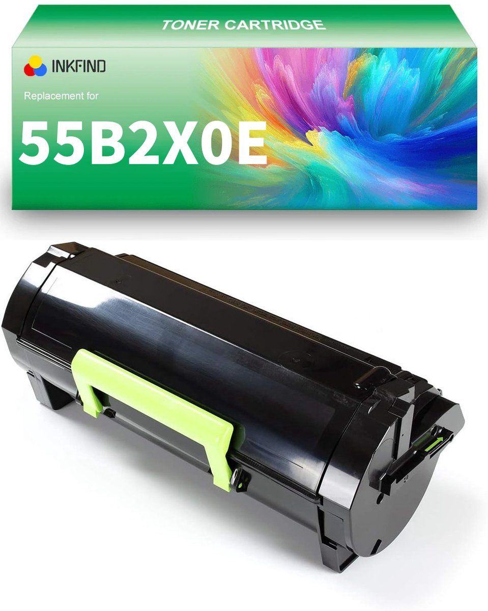 INKFIND 55B2X0E Tonercartridge compatibel met Lexmark 55B2X00 55B2X0E Toner Cartridge 55B2X00 55B2X0E - 1-pack Zwart (XX extra hoge capaciteit)