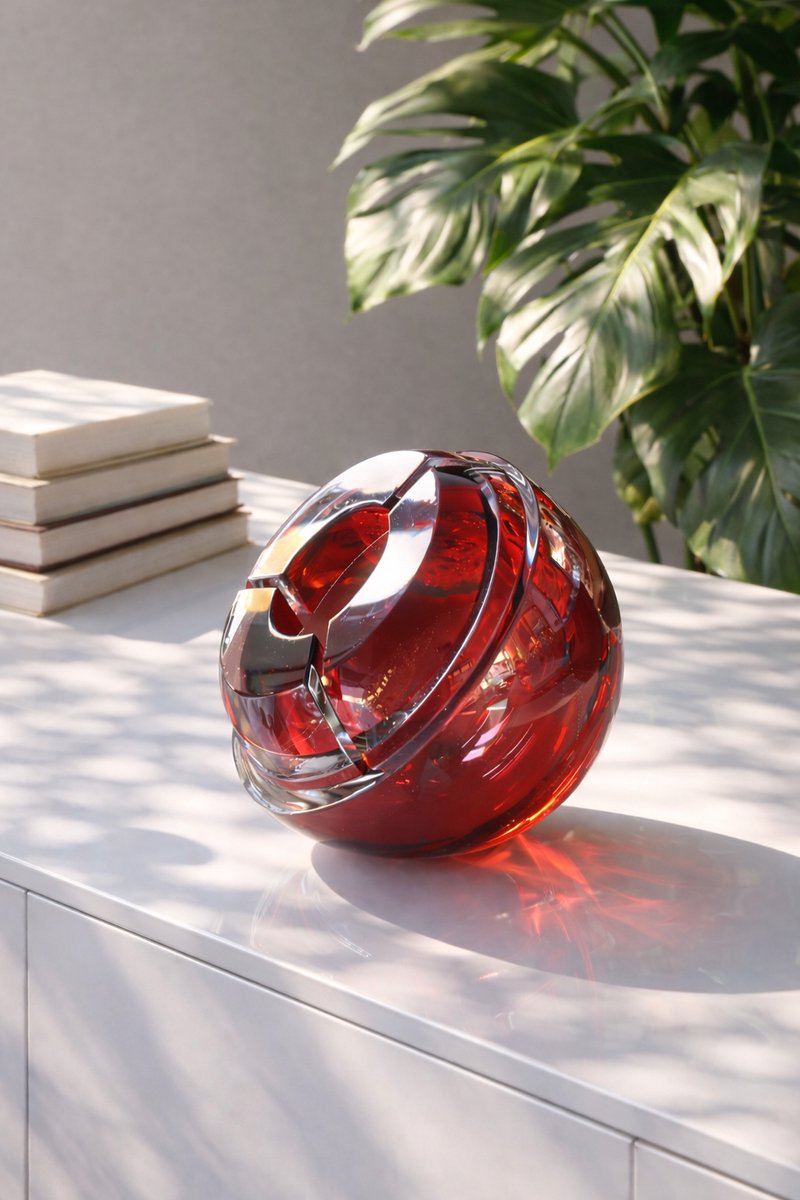 Kristalglas Leerdam Kristallen Bloem – Robijn - Rood - Voor Binnen - Staand